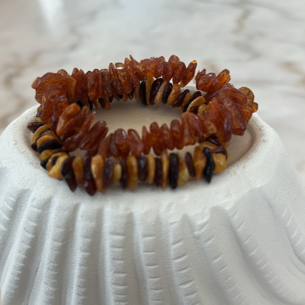 Baltic amber chip bead bracelet set of two - Picture 4 of 15